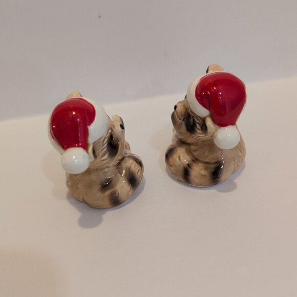 Vintage Lund's Lites Brand Christmas Racoon Candle Huggers - Set Of Two - Small - Picture 2 of 4